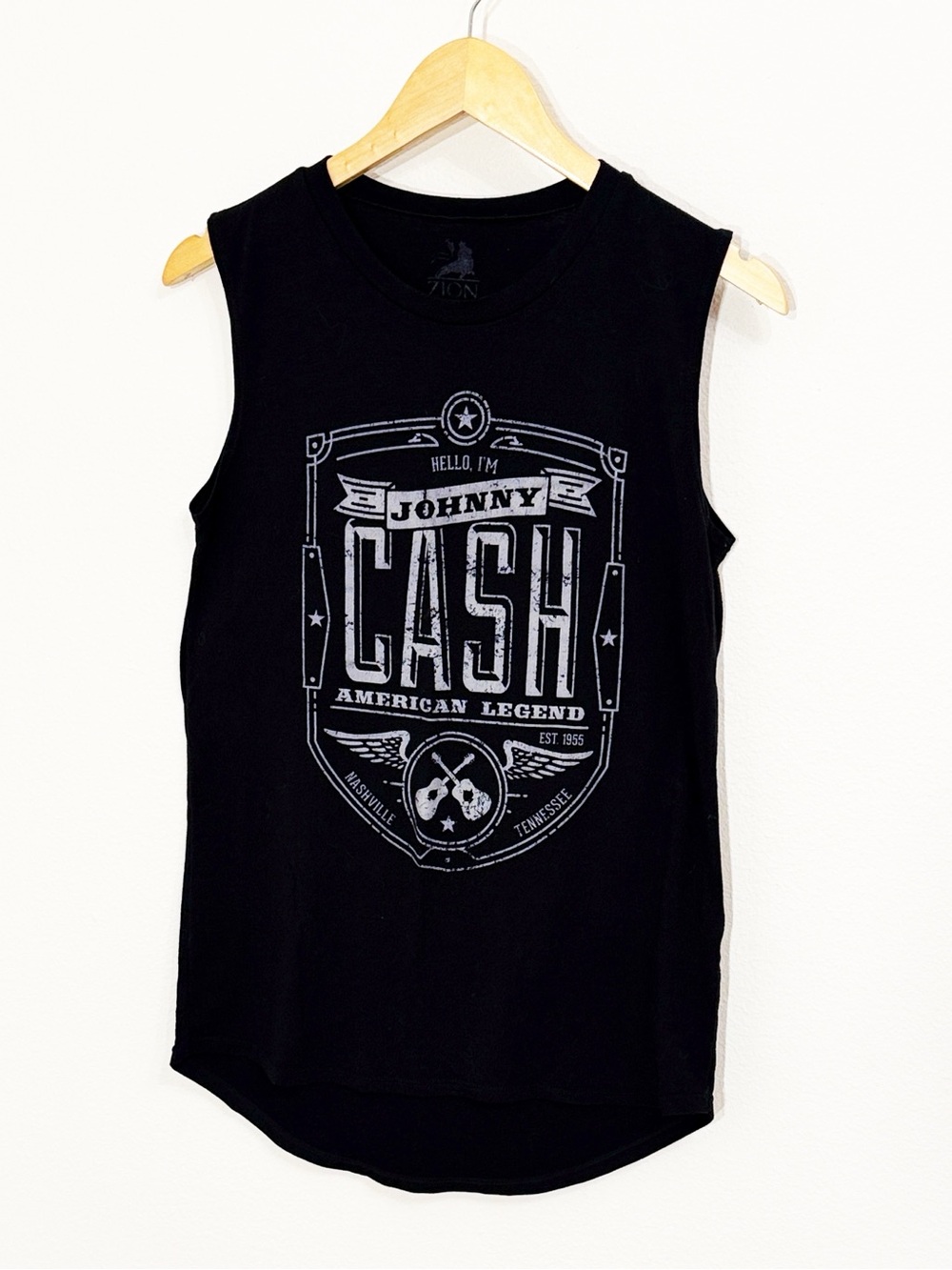 JOHNNY CASH Black Graphic Tshirt Sleeveless Size Medium